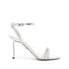 Mach&mach Silver-tone Audrey 95 Crystal-embellished Sandals In Grey