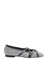 Mach&mach Crystal Net Square Toe Ballerinas With Straps 10mm By Mach In Black