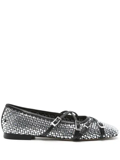 MACH&MACH MACH & MACH CRYSTAL NET SQUARE TOE BALLERINAS WITH STRAPS 10MM SHOES
