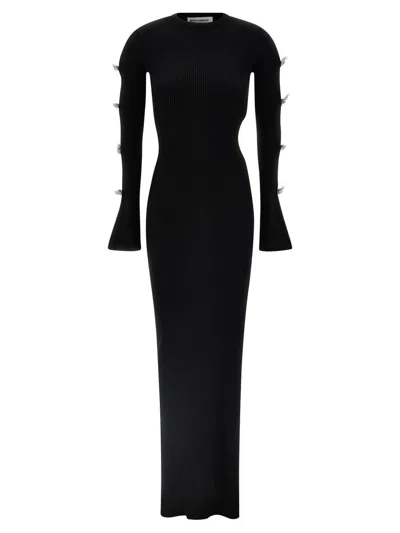 Mach&mach Embellished Stretch Knit Maxi Dress In Black