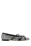 Mach&mach Crystal Net Square Toe Ballerinas With Straps 10mm By Mach In Silver