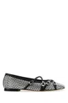 Mach&mach Crystal Net Square Toe Ballerinas With Straps 10mm By Mach In Silver