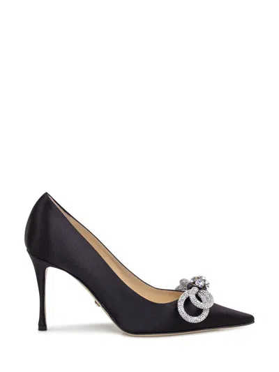 Mach & Mach Satin Pumps With Pointed Toe And Stiletto Heel In Black