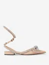 Mach&mach 15mm Double Bow Patent Leather Flats In Light Pink