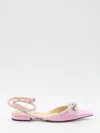 Mach&mach Double Bow Crystal-embellished Satin Point-toe Flats In Multi
