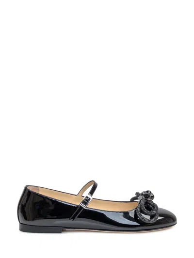 Mach & Mach Double Bow Ballerinas In Black