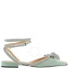 Mach&mach Mach & Mach Double Bow Ballet Flats In Green
