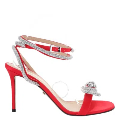 Mach&mach Mach & Mach Double Bow Crystal Sandals In Red