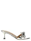 Mach&mach Double Bow Mirror Kitten Heel Sandals Silver