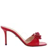 Mach&mach Bow Patent Leather Mule Sandals In Red