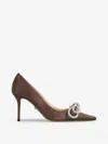Mach&mach Crystal-studded Double Bow Pumps In Brown
