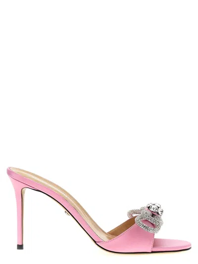 Mach & Mach 'double Bow Round Toe Barbie Satin' Mules In Pink