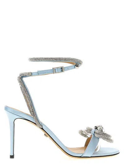 Mach & Mach 'double Bow Round Toe Satin' Sandals In Gray