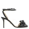 Mach&mach Double Bow Strass Ankle-strap Pumps In Black