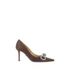 Mach&mach Brown Double Bow Satin Heels In Brown