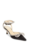 Mach&mach Mach & Mach Satin Pumps With Crystals In Black