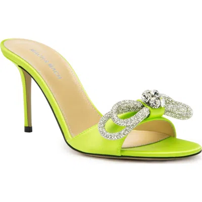 Mach&mach Mach & Mach Double Crystal Bow Sandal In Lime