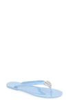 Mach&mach Blue Double Heart Flip-flops In Sky Blue