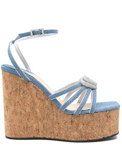 MACH&MACH MACH & MACH DOUBLE HEART CORK WEDGE SANDALS 120MM
