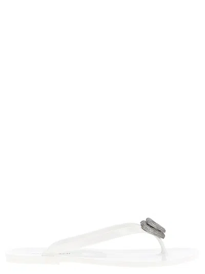 Mach&mach White Double Heart Flip-flops