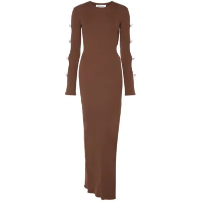 Mach&mach Cut-out Maxi Dress In Brown