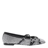 Mach&mach Crystal Net Square Toe Ballerinas With Straps 10mm By Mach In Black