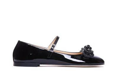 Mach&mach Round Toe Patent Leather Ballerina Shoes In Black