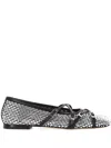 Mach&mach Crystal Net Square Toe Ballerinas With Straps 10mm By Mach In Grey