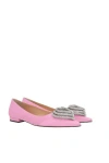 Mach&mach Triple Heart Satin Ballerina Flats In Pink
