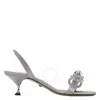 Mach&mach Mach & Mach Grey Double Bow Satin Sandals In Grey