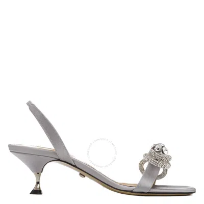 Mach&mach Mach & Mach Grey Double Bow Satin Sandals