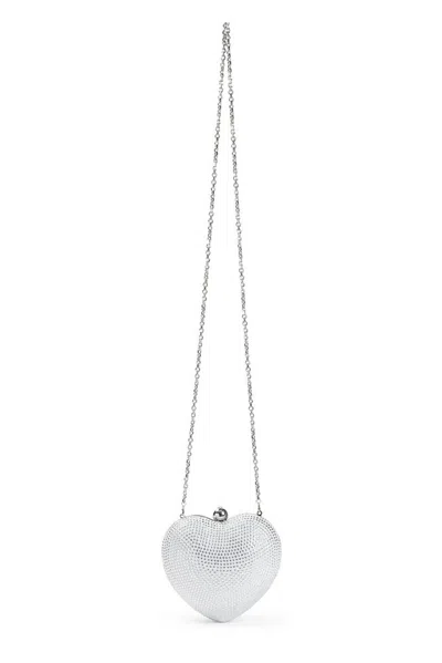 Mach&mach Women's Crystal Heart Hotfix Small Clutch In White