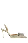 Mach&mach Triple Heart Glitter Pointed Toe Slingback Pump In Grey