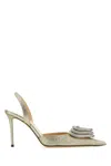 Mach&mach Triple Heart Glitter Pointed Toe Slingback Pump In Grey