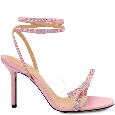 Mach & Mach Ladies Baby Pink 95 French Bow Crystal-embellished Sandals
