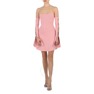 Mach & Mach Ladies Light Pink Amelie Crystal Embellished Cutout Mini Dress