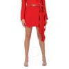 Mach&mach Mach & Mach Ladies Red Crystal Trimmed Wavy Wool Mini Skirt In Red