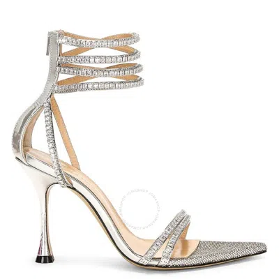 Mach & Mach Ladies Silver Gaia 110 Crystal-embellished Sandals In Metallic