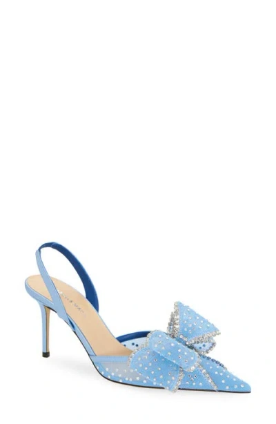 Mach&mach Mach & Mach Le Cadeau Bow Pointed Toe Slingback Pump In Sky Blue