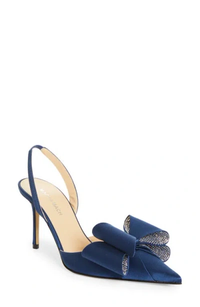 Mach&mach Mach & Mach Le Cadeau Pointed Toe Slingback Pump In Navy Blue