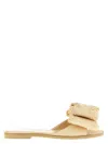 Mach&mach Cadeau Raffia Bow Flat Slide Sandals In Beige