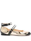 Mach&mach Leather Ballet Flats Stud Detailing In Gold