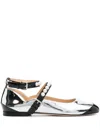 Mach&mach Mach & Mach Leather Bicolor Ballets In Silver