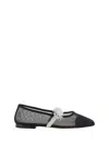 Mach&mach Black Lotus Flower Mesh Ballerina Flats In Black