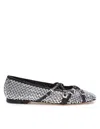 Mach&mach Crystal Net Square Toe Ballerinas With Straps 10mm By Mach In Black