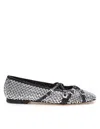 Mach&mach Crystal Net Square Toe Ballerinas With Straps 10mm By Mach In Black