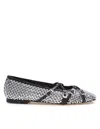 Mach&mach Crystal Net Square Toe Ballerinas With Straps 10mm By Mach In Grey