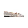 Mach&mach Ballet Flats With Crystal Embellishment And Adjustable Loops In Neutrals