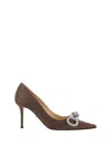 Mach&mach Brown Double Bow Satin Heels In Brown