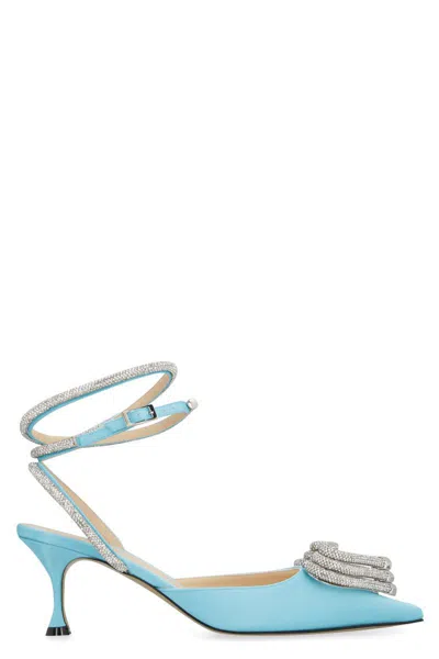 Mach&mach 65mm Triple Heart Satin Pumps In Blue